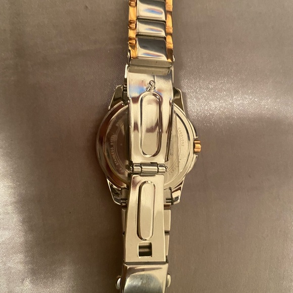 Ladies' Bulova Two-Tone Diamond Accent Watch with Mother-of-Pearl Dial - Picture 7 of 8